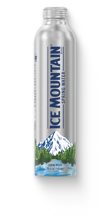 Ice Mountain Spring Water Aluminum bottle.