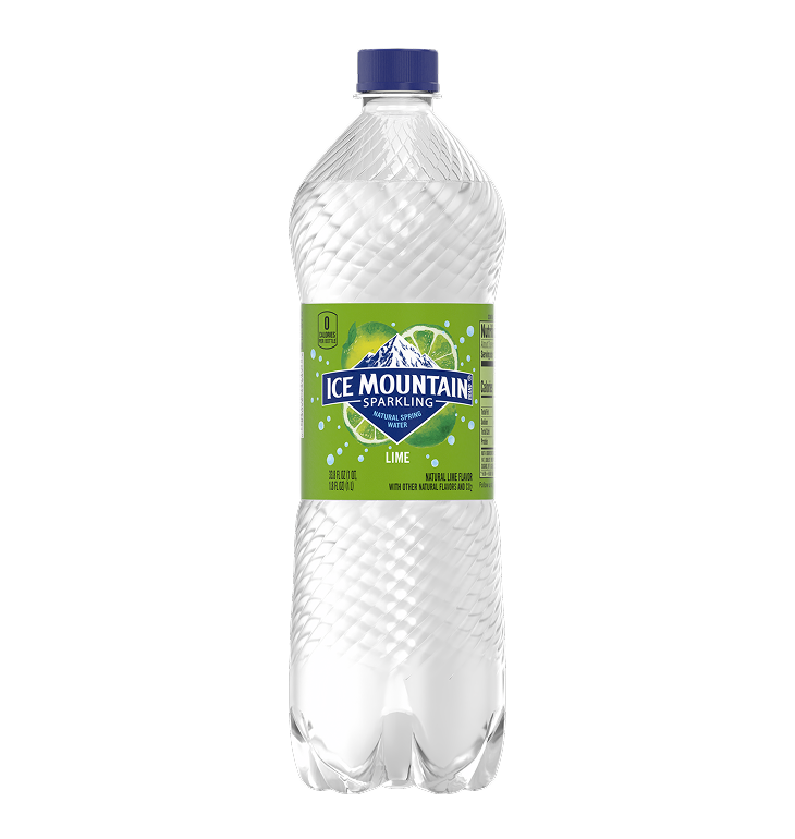 Ice Mountain Sparkling Water bottle.